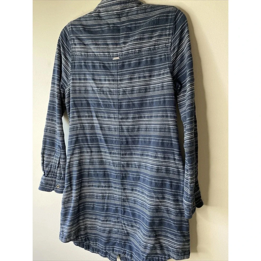 prAna Shirt Dress Women Small Blue White Striped Long Sleeve Tunic Boho Gorpcore